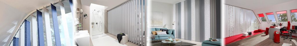 Vier Lamellenvorhänge Raumbilder