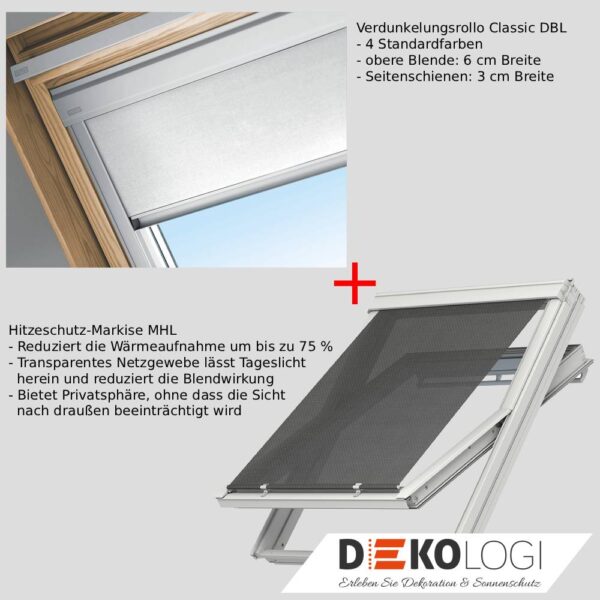 Velux Vorteils-Set DOL, Verdunkelungsrollo Classic + Hitzeschutz-Markise