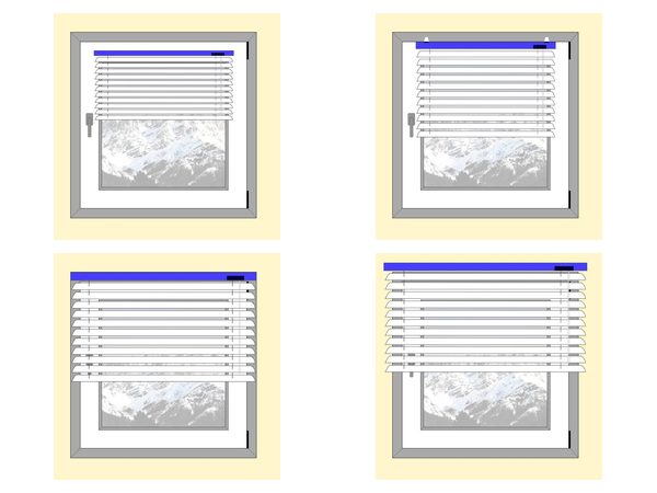 Montage am Fensterrahmen, mit Klemmträgern, an der Decke und an der Wand