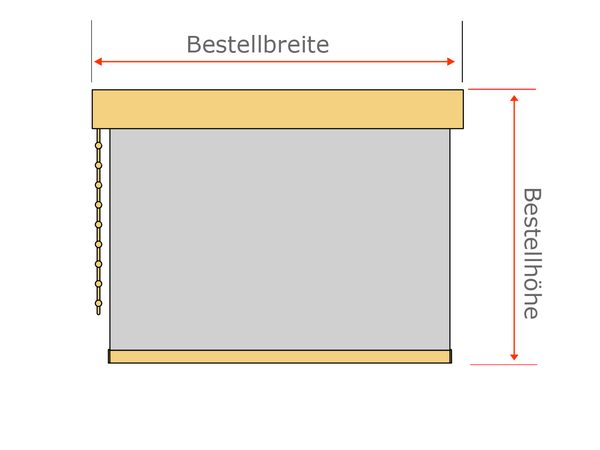 Maßskizze mit Bestellbreite und Bestellhöhe
