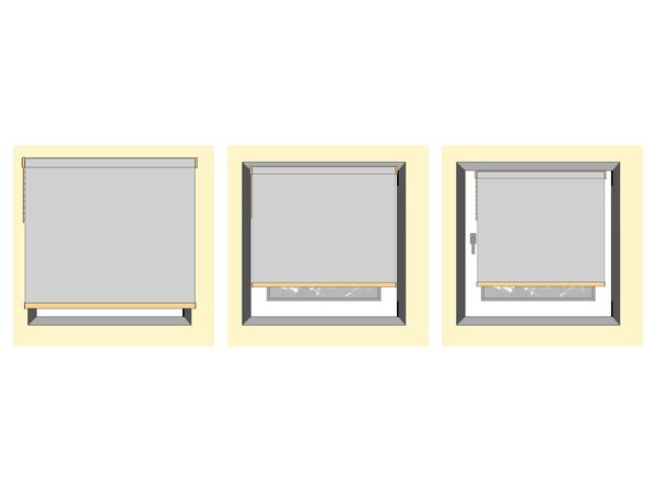 Rollo-Montage an der Wand, an der Decke und mit Klemmträgern auf dem Fensterflügel