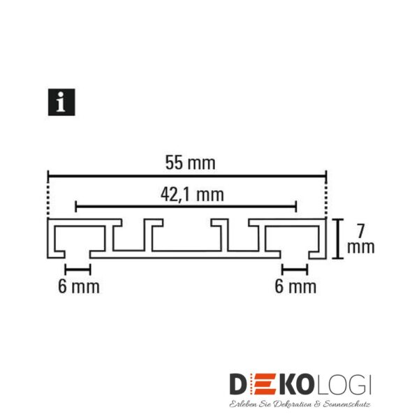 Aluminium-Vorhangschiene 7 mm – Weiß 2-Lauf