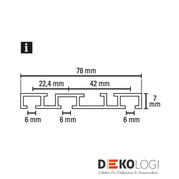 Aluminium-Vorhangschiene 7 mm – Weiß 3-Lauf