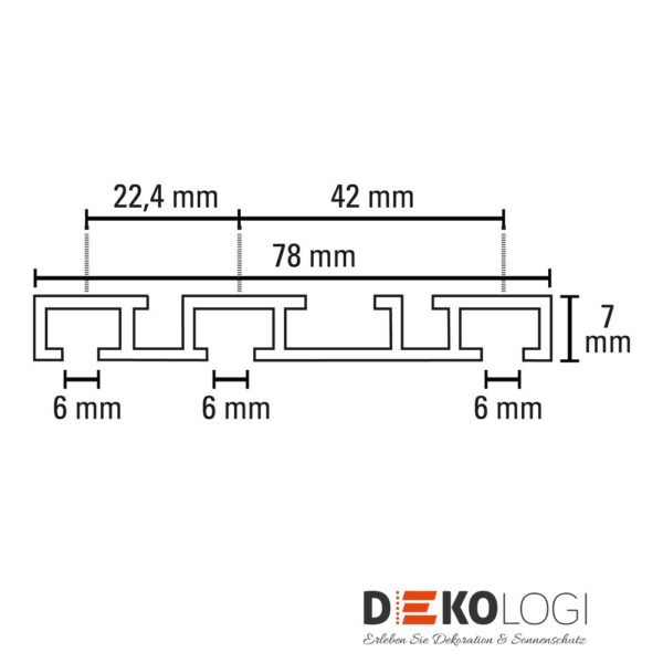 Aluminium-Vorhangschiene 7 mm – Weiß 3-Lauf