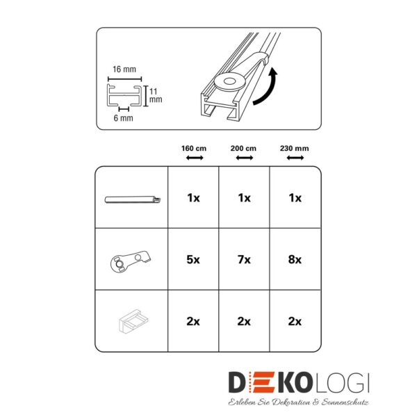 Aluminium-Vorhangschienen Set Lucy 1-Lauf – Silber