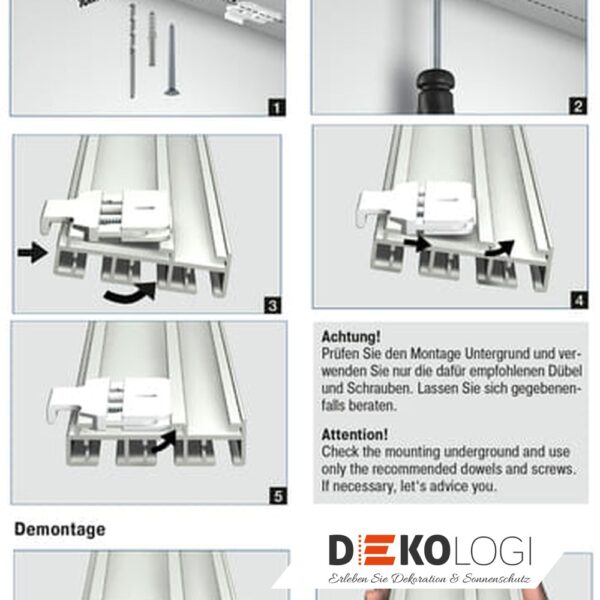 Deckenclip für Flächenvorhangschiene 3-Lauf – Weiß