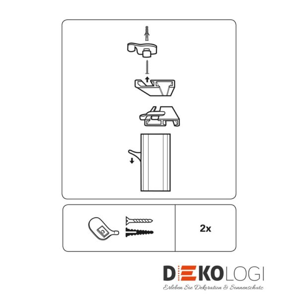 Deckenträger für Alu-Vorhangschiene 7 mm – Weiß 1-Lauf