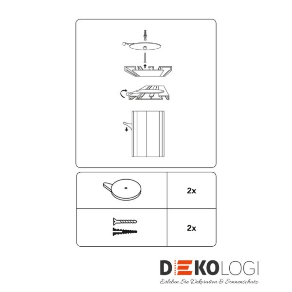 Deckenträger für Alu-Vorhangschiene 7 mm – Weiß 2-Lauf