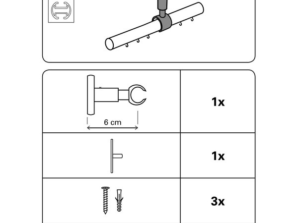 Deckenträger Kira für Ø 19 mm Montage