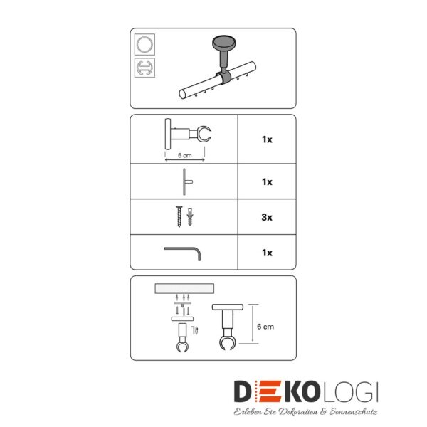 Deckenträger Kira für Ø 19 mm – Silber