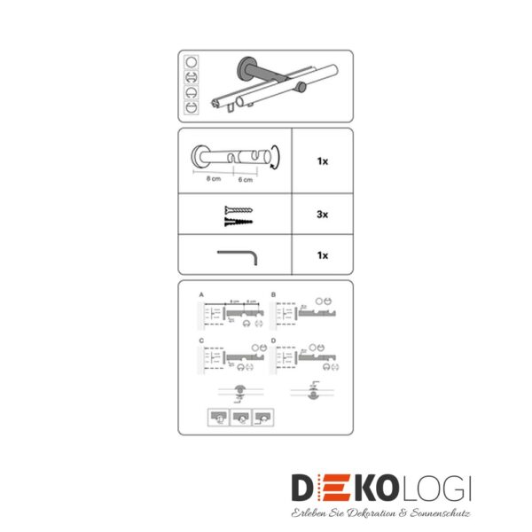 Doppel-Kombiträger Chicago für Ø 20 mm – Schwarz-Matt