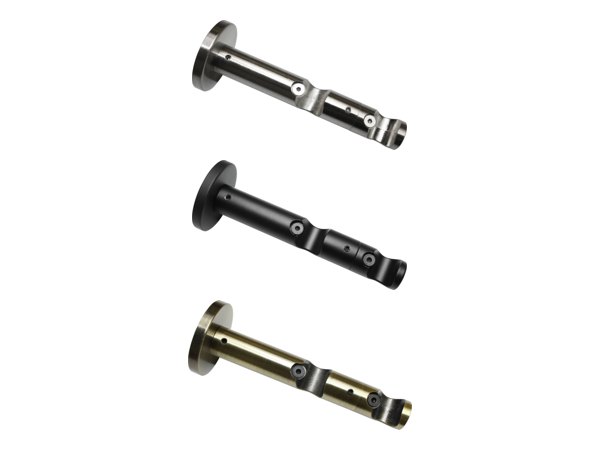 Doppel-Kombiträger Memphis für Ø 16 mm in Edelstahl-Optik, Schwarz-Matt und Messing-Antik