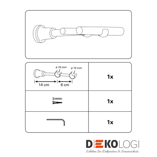 Doppelträger Europa offen für Ø 19 mm – Silber-Satin