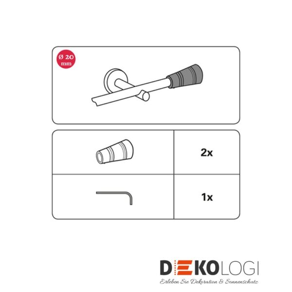 Endstück Apollo für Ø 20 mm – Edelstahl-Optik