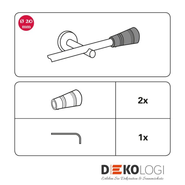 Endstück Apollo für Ø 20 mm – Schwarz-Matt