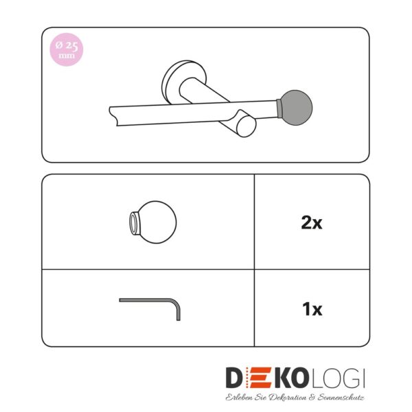 Endstück Ball für Ø 25 mm – Bronze
