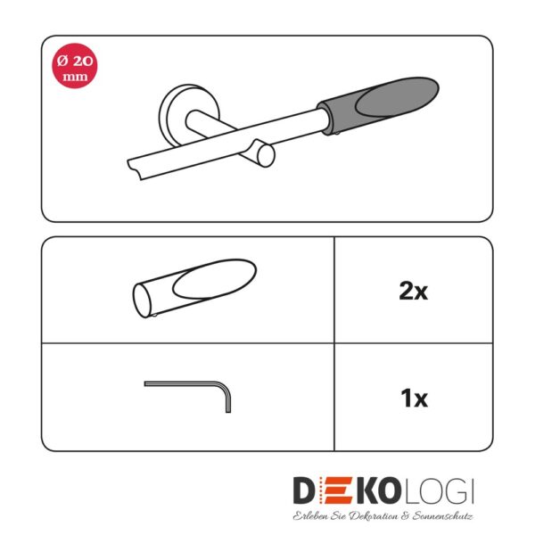 Endstück Elypse für Ø 20 mm – Edelstahl-Optik
