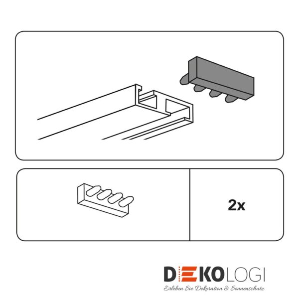 Endstück für Alu-Vorhangschiene 7 mm – Weiß 1-Lauf