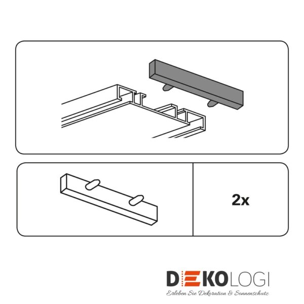 Endstück für Alu-Vorhangschiene 7 mm – Weiß 2-Lauf