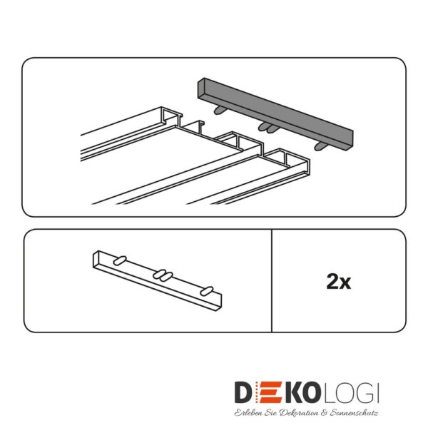 Endstück für Alu-Vorhangschiene 7 mm – Weiß 3-Lauf