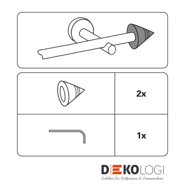 Endstück Kegel Profil für Ø 16 mm – Schwarz-Matt