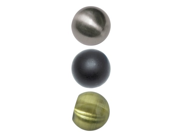 Endstück Kugel für Ø 16 mm in Edelstahl-Optik, Schwarz-Matt und Messing-Antik