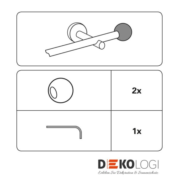 Endstück Kugel für Ø 16 mm – Schwarz-Matt
