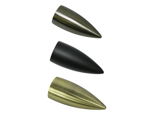 Endstück Patrone für Ø 16 mm in Edelstahl-Optik, Schwarz-Matt und Messing-Antik