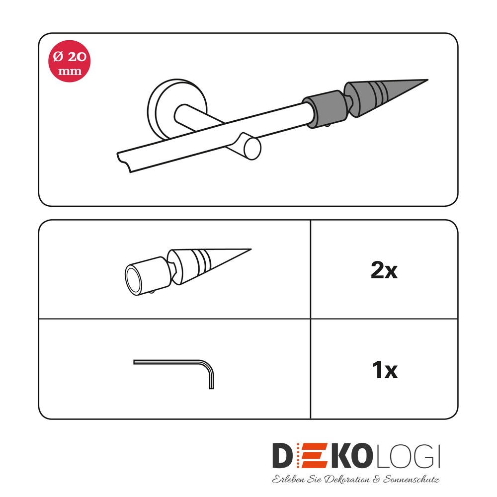 Endstück Spitze für Ø 20 mm – Edelstahl-Optik