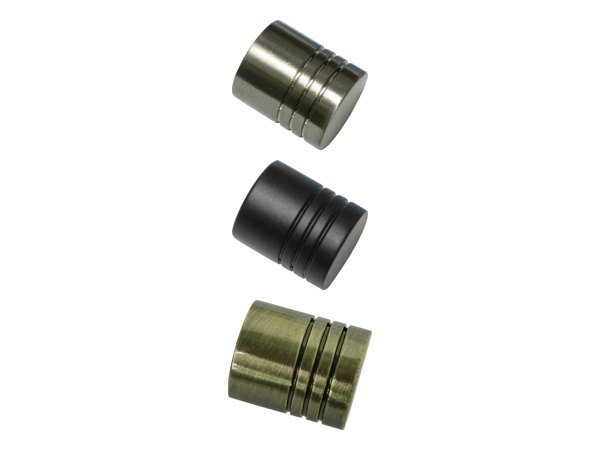 Endstück Zylinder für Ø 16 mm in Edelstahl-Optik, Schwarz-Matt und Messing-Antik