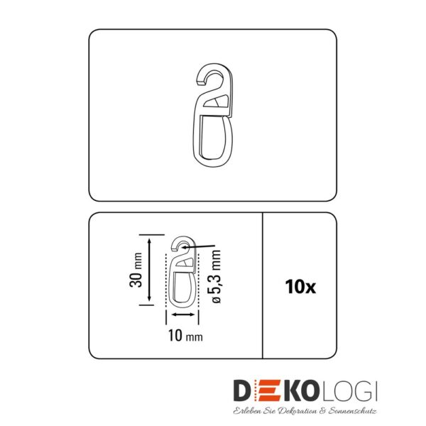 Faltenlegehaken POM-Qualität – Weiß 5,3 mm