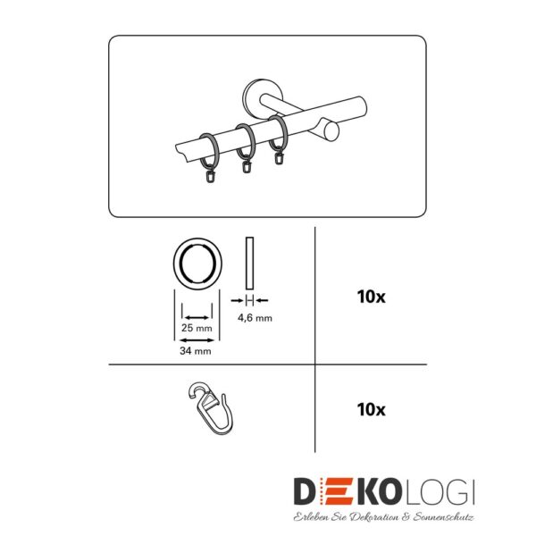 Gardinenringe für Ø 16 mm – Schwarz-Matt
