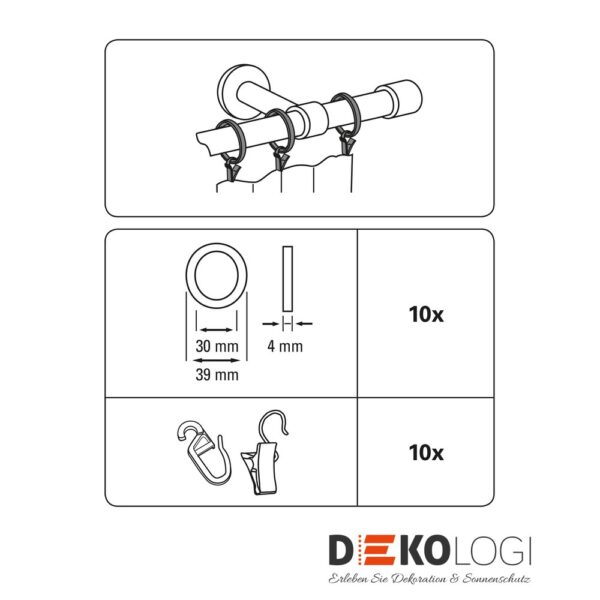 Gardinenringe für Ø 19 mm – Cappuccino