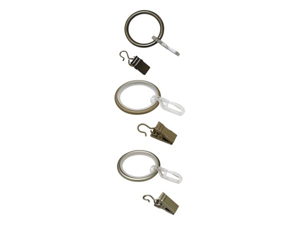 Gardinenringe für Ø 19 mm in Silber-Satin, Cappuccino, Champagner, Bronze, Silber, Silber-Antik und Messing-Antik