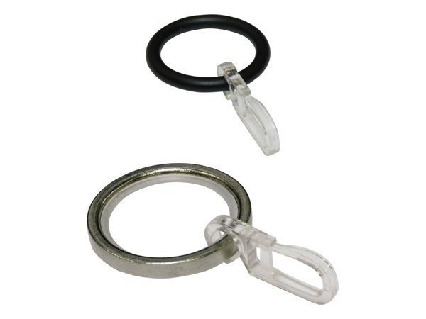 Gardinenringe für Ø 20 mm in Schwarz-Matt und Edelstahl-Optik
