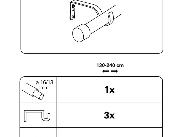 Montiertes Gardinenstangen-Set Cap