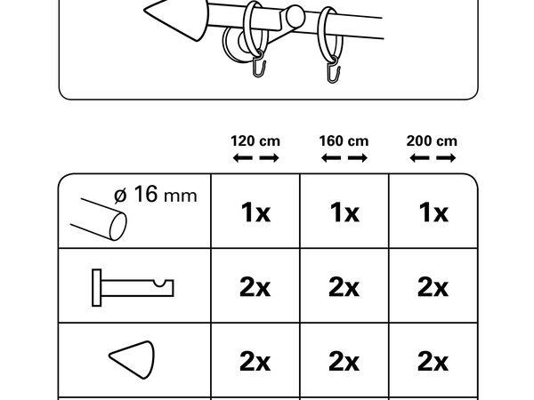 Montiertes Gardinenstangen-Set Cone