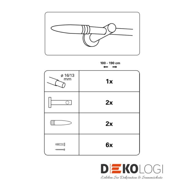Gardinenstangen-Set Delta Ø 13/16 mm – Edelstahl-Optik
