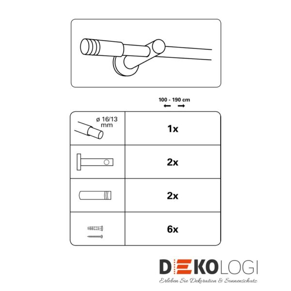 Gardinenstangen-Set Gamma Ø 13/16 mm – Edelstahl-Optik