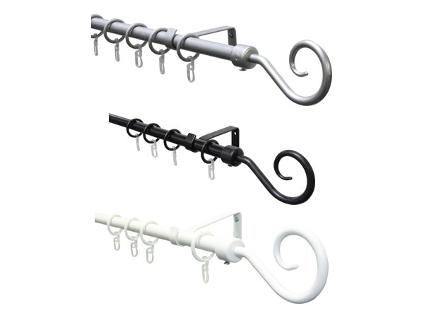 Gardinenstangen-Set Hook in Silber, Schwarz und Weiß