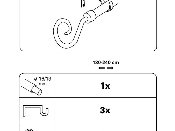Montiertes Gardinenstangen-Set Hook