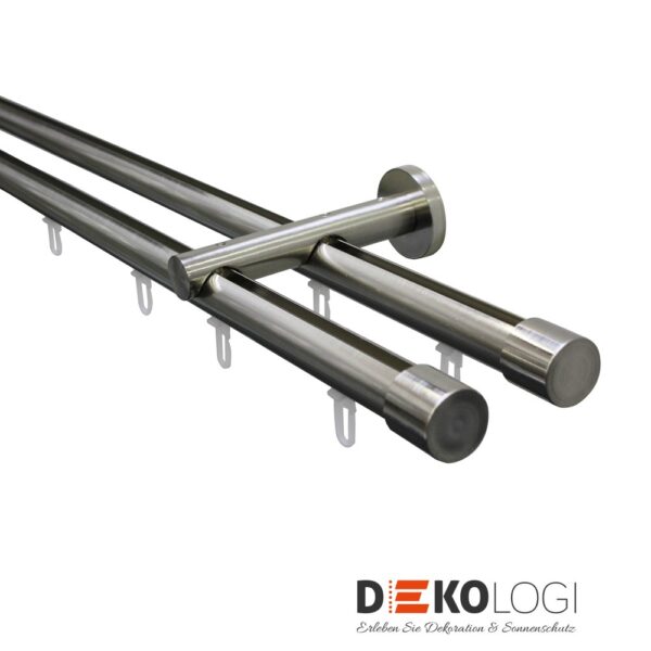 Gardinenstangen-Set Isa 2-Lauf Ø 20 mm – Edelstahl-Optik