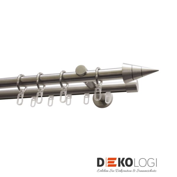 Gardinenstangen-Set Kegel 2-Lauf Ø 20 mm – Edelstahl-Optik