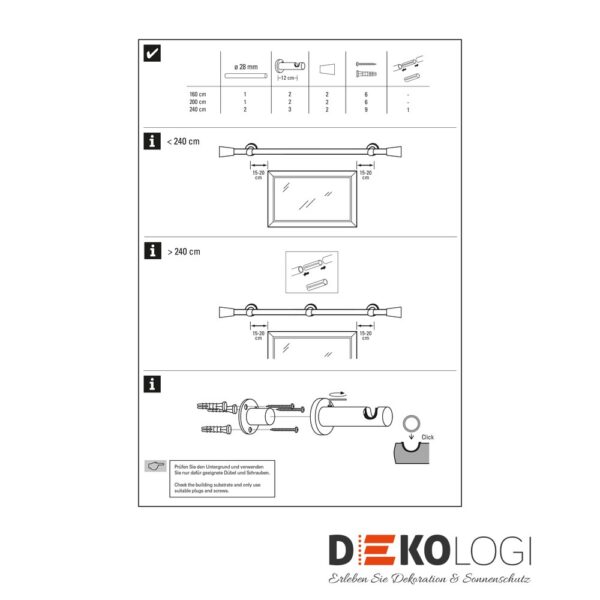 Gardinenstangen-Set Korfu Ø 28 mm – Schwarz