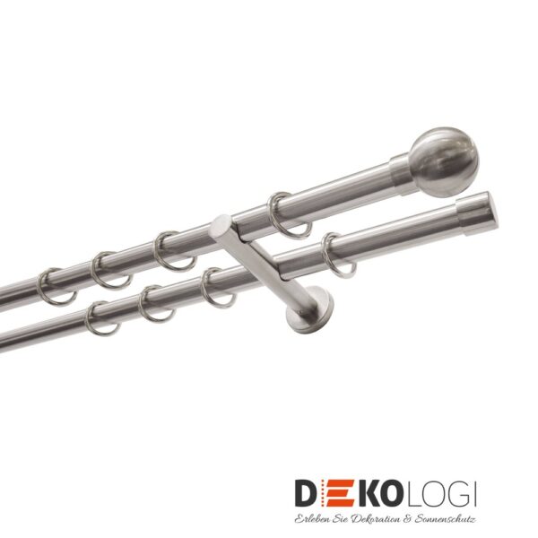 Gardinenstangen-Set Kugel 2-Lauf Ø 20 mm – Edelstahl-Optik