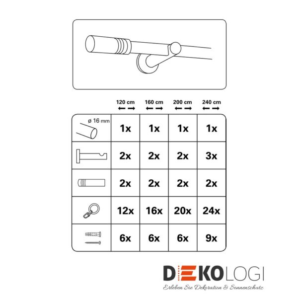 Gardinenstangen-Set Sigma Ø 16 mm – Edelstahl-Optik