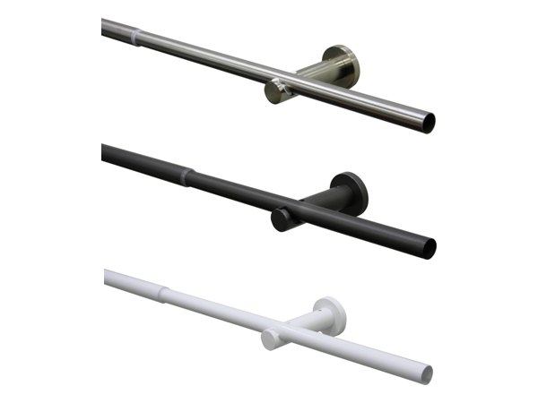 Gardinenstangen-Set Sol in Edelstahl-Optik, Schwarz-Nickel und Weiß