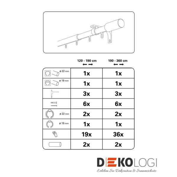 Gardinenstangen-Set Thasos Ø 19/22 mm – Schwarz-Matt