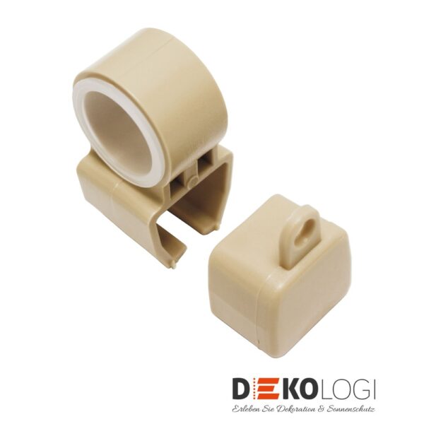Halter mit Endkappen für U-Laufschiene – Beige