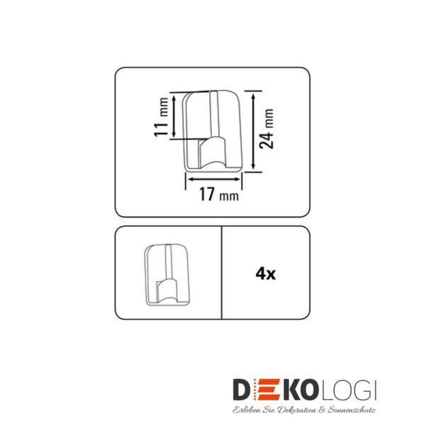 Klebehaken für Vitragestange flachoval 11 mm – Weiß